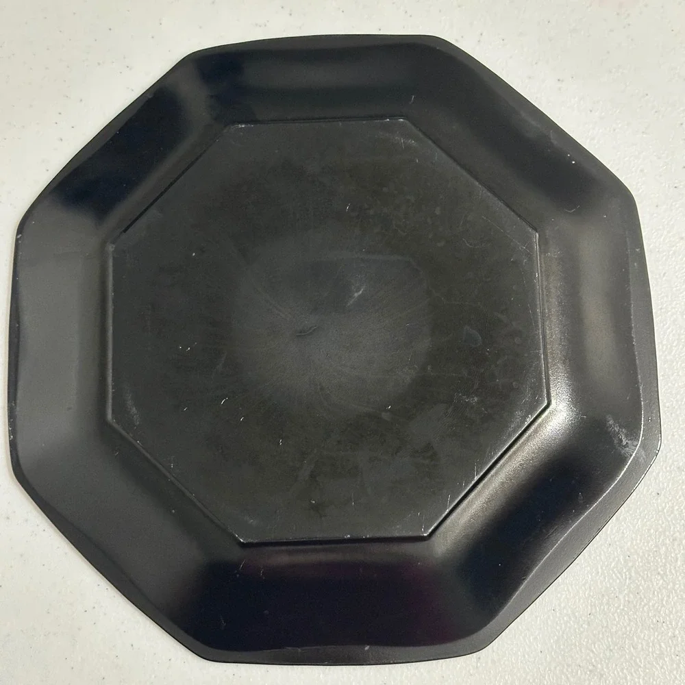 Arcoroc Arcopal Octime Octagonal Dinner Plate Black Glass Vintage France 10.5